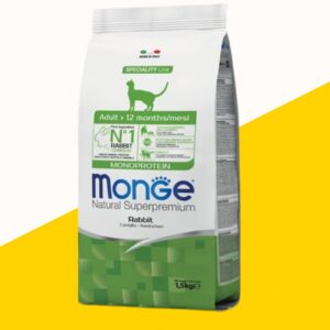 MONGE מונג 1.5 ק"ג מזון יבש לחתולים בוגרים בטעם ארנב