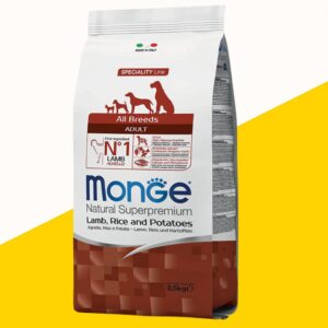 MONGE מונג 2.5 ק"ג כבש אורז ותפו"א לכלבים בוגרים