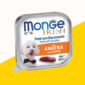 MONGE מונג פרש מזון רטוב (מעדן) לכלב בטעם נתחי ברווז 100 גרם